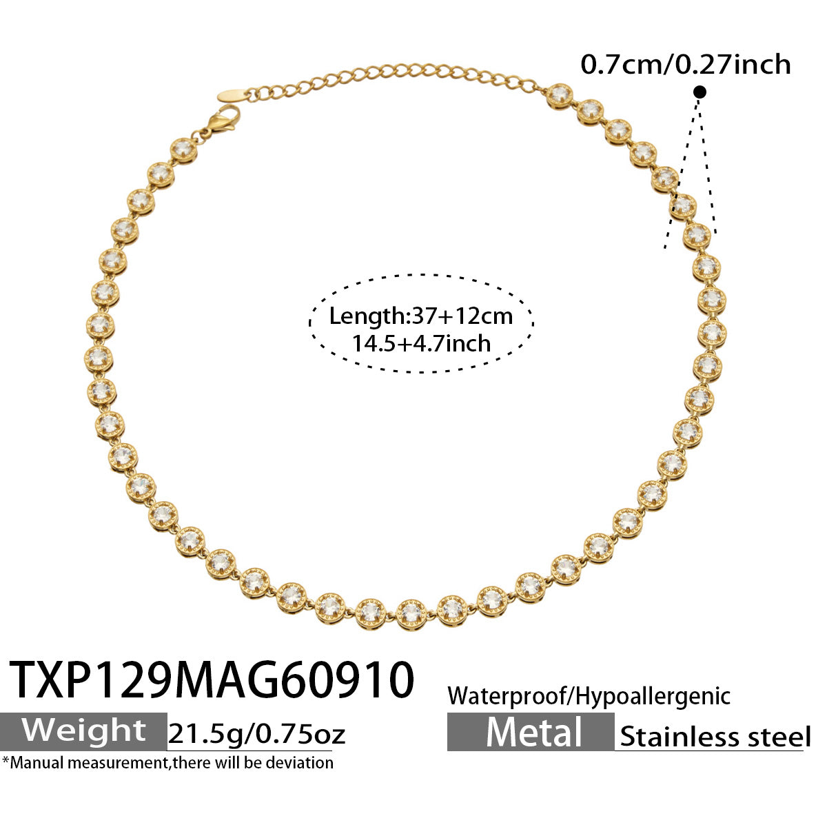 316L Stainless Steel 18K PVD Gold Multicolor Zircon Necklace made with 316L stainless steel and 18K PVD gold finish for wholesale jewelry buyers - image 29