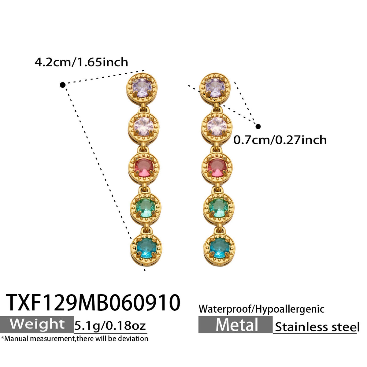 316L Stainless Steel 18K PVD Gold Multicolor Zircon Necklace made with 316L stainless steel and 18K PVD gold finish for wholesale jewelry buyers - image 3