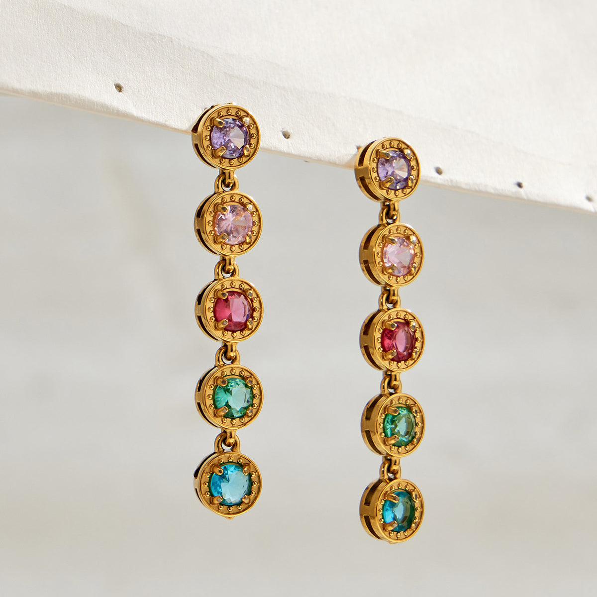 316L Stainless Steel 18K PVD Gold Multicolor Zircon Necklace made with 316L stainless steel and 18K PVD gold finish for wholesale jewelry buyers - image 5