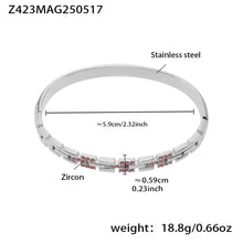 stainless steel 5a pink zircon clasp bangle (z423mag250517), inner diameter 5.9cm, weight 18.8g