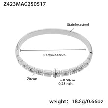 stainless steel 5a white zircon clasp bangle (z423mag250517), inner diameter 5.9cm, weight 18.8g
