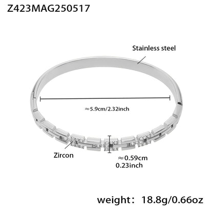 stainless steel 5a white zircon clasp bangle (z423mag250517), inner diameter 5.9cm, weight 18.8g