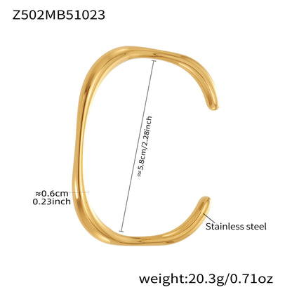 18K gold plated bangle (Z502MB51023), minimalist design, inner diameter 5.8cm, weight 20.3g