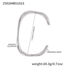 Silver stainless steel bangle (Z502MB51023), minimalist design, inner diameter 5.8cm, weight 20.3g
