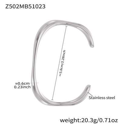 Silver stainless steel bangle (Z502MB51023), minimalist design, inner diameter 5.8cm, weight 20.3g