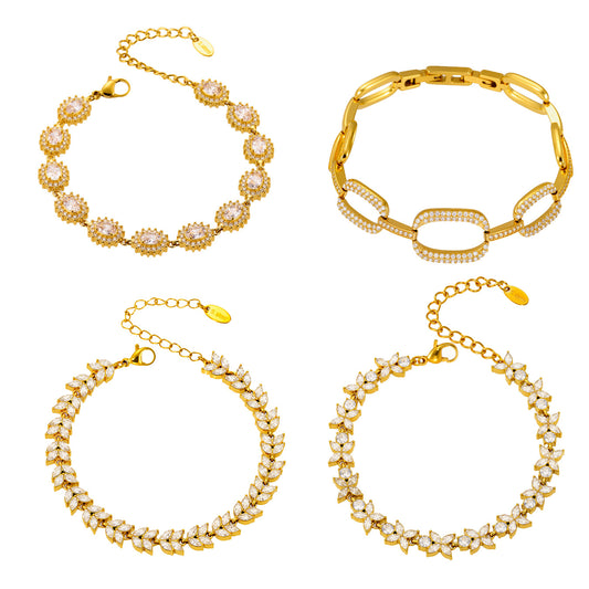 MiduoduoJewelry 5A zircon tennis bracelet collection in gold-tone and polished steel designs