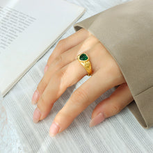 316L Stainless Steel 18K Gold PVD Heart Crystal Ring