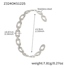 Silver 18k gold plated thin open bangle: chain design 5.9cm inner diameter 7.81g weight