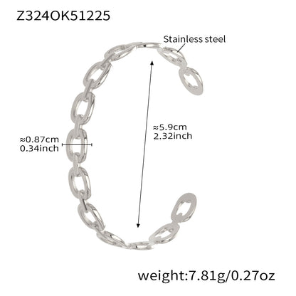 Silver 18k gold plated thin open bangle: chain design 5.9cm inner diameter 7.81g weight