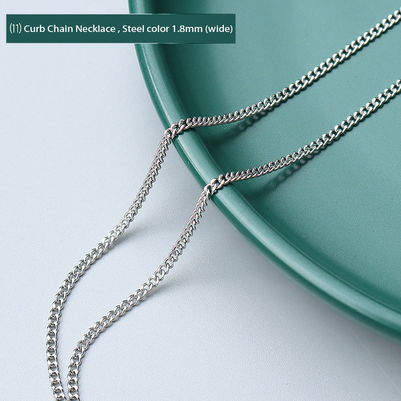 Dainty 1.8mm Silver Curb Chain, 316L Stainless Steel Thin Curb Link Necklace Chain for Women Daily Wear Wholesale