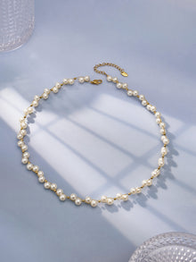 316L Stainless Steel 18K Gold PVD French Style Faux Pearl Necklace