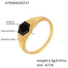 Gold Signet Ring with Black Stone | 316L Stainless Steel 18K PVD Gold