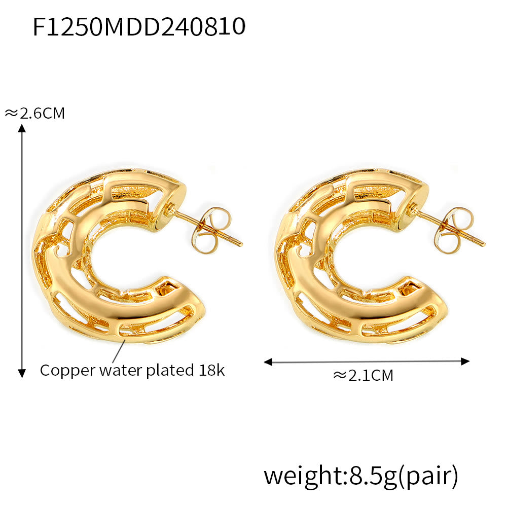 Miduoduo 18K Gold Plated Stainless Steel F1250 Geometric Earrings Dimension & Weight Specs 2