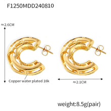 Miduoduo 18K Gold Plated Stainless Steel F1250 Geometric Earrings Dimension & Weight Specs 2