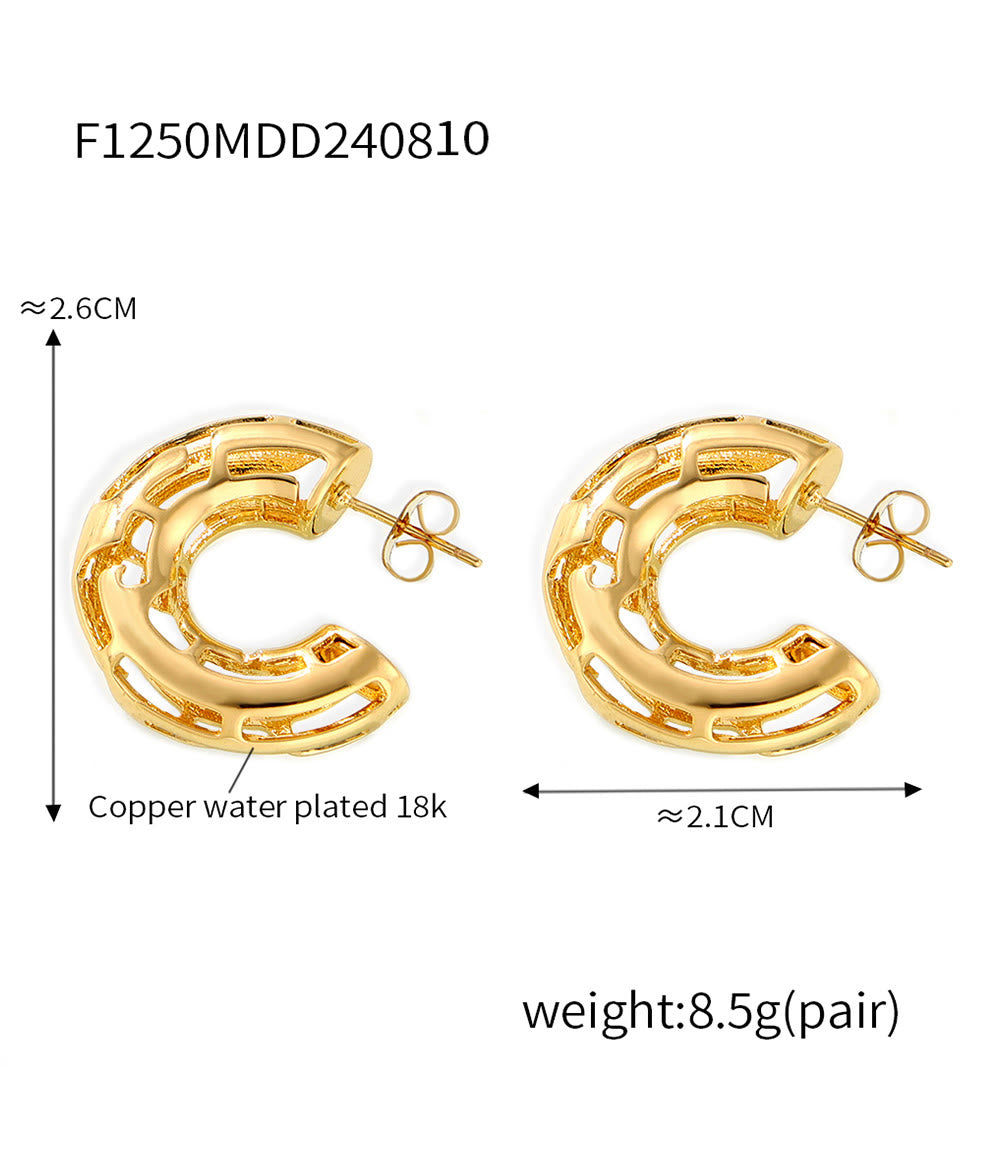 Miduoduo 18K Gold Plated Stainless Steel F1250 Geometric Earrings Dimension & Weight Specs 3