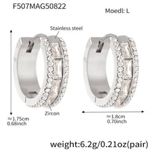 316L Stainless Steel 18K Gold PVD Full Zircon Hoop Earrings