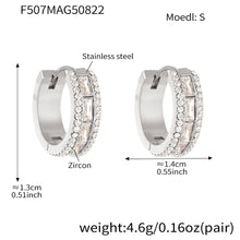 316L Stainless Steel 18K Gold PVD Full Zircon Hoop Earrings