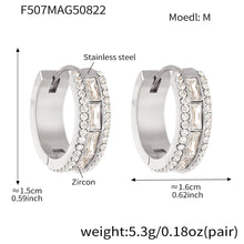316L Stainless Steel 18K Gold PVD Full Zircon Hoop Earrings