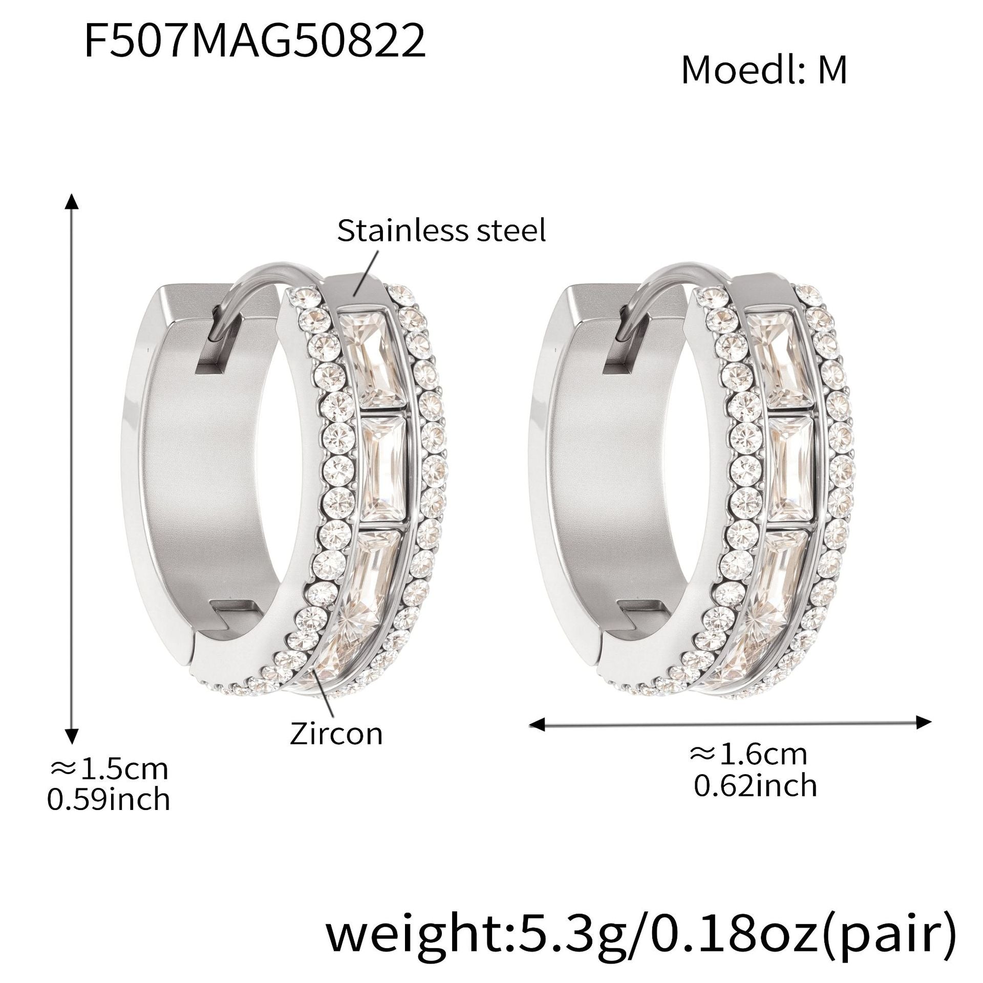 316L Stainless Steel 18K Gold PVD Full Zircon Hoop Earrings
