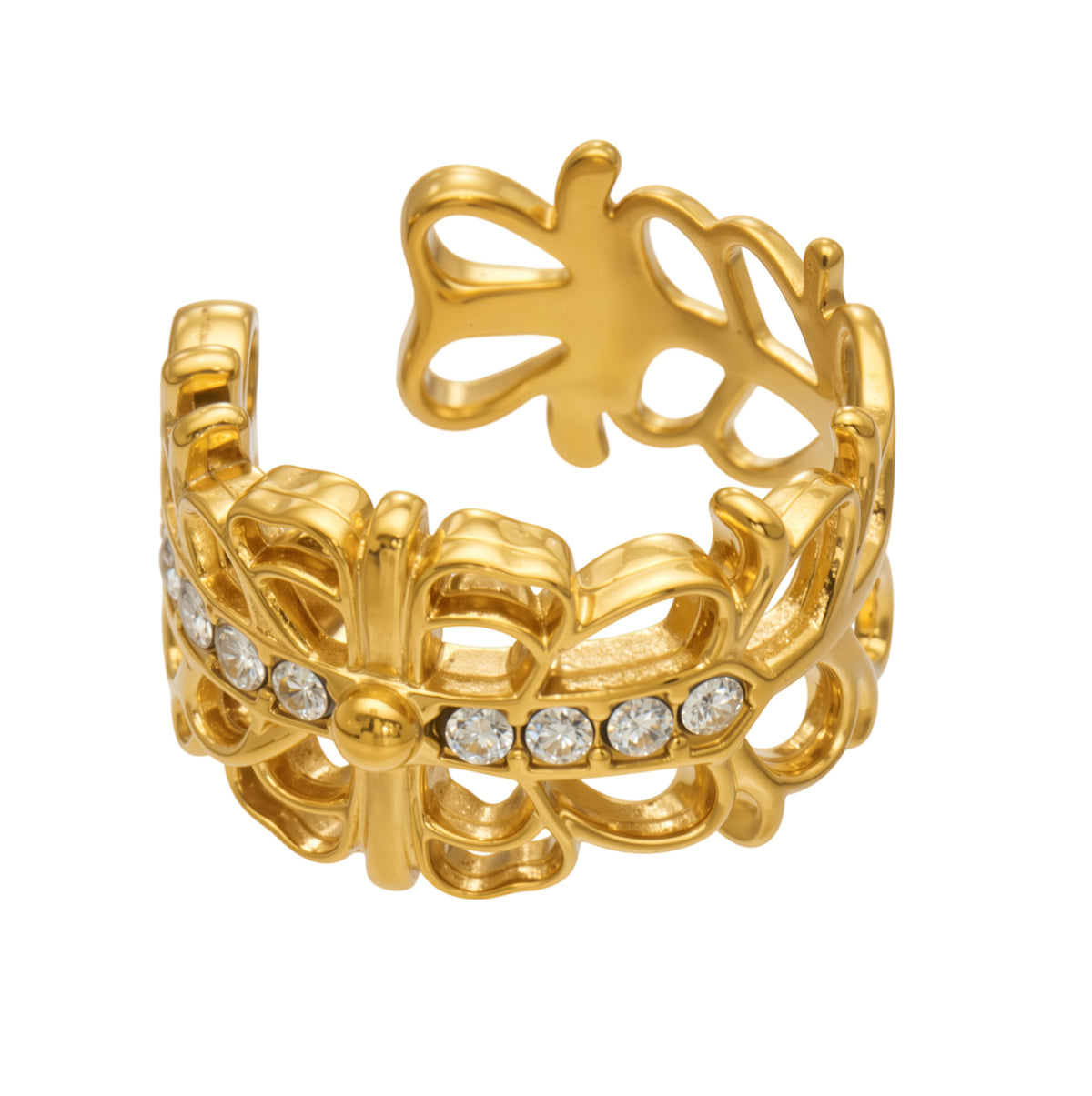 Stainless Steel 18K PVD Gold C Shape Hollow Zircon Ear Clip