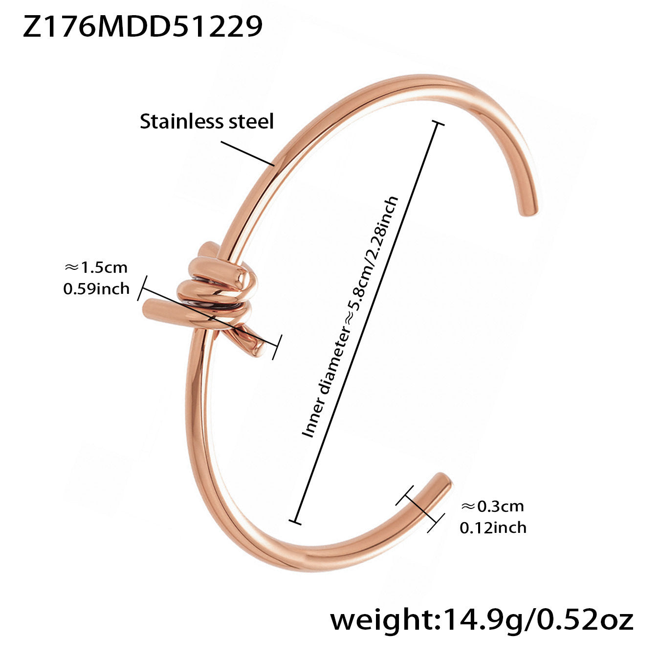 316L Stainless Steel 18K Gold PVD Interlocking Heart Hollow Geometric Bangle