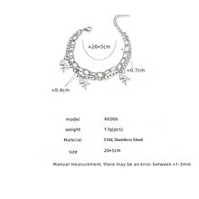 NE006 stainless steel heart chain bracelet size card showing 20 plus 5cm bracelet details