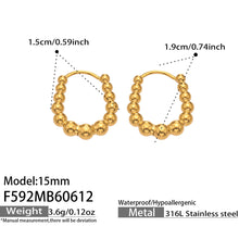 316L Stainless Steel 18K Gold PVD Round Bead Earrings