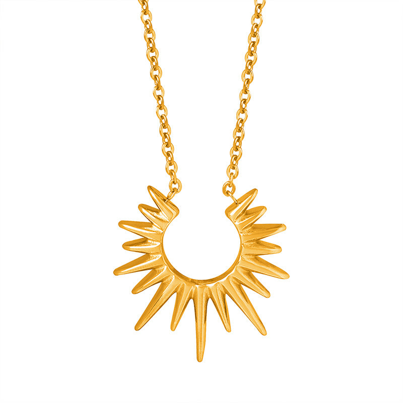 Stainless Steel 18K PVD Gold Geometric Pendant Necklace