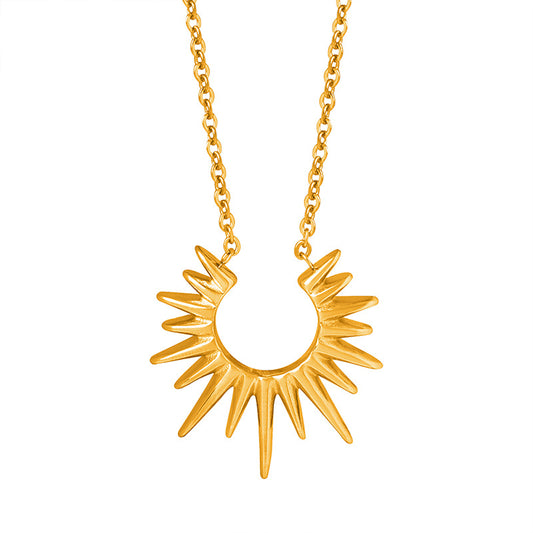 Stainless Steel 18K PVD Gold Geometric Pendant Necklace