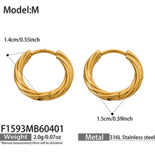 316L Stainless Steel 18K Gold PVD Twisted Round Minimalist Hoop Earrings