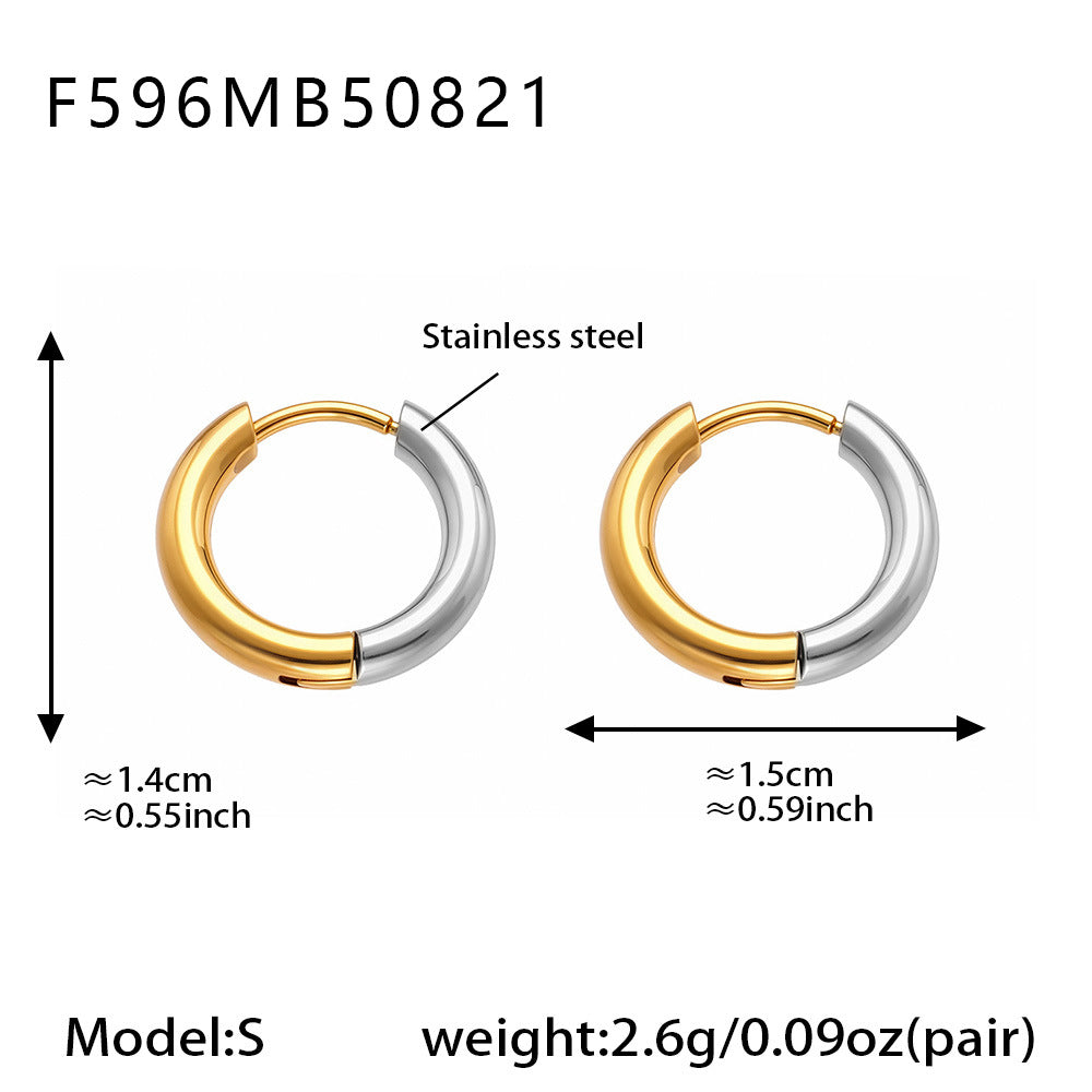 316L Stainless Steel Mixed Metal Two-Tone Minimalist Hoop Earrings | PVD Gold Huggie Hoops