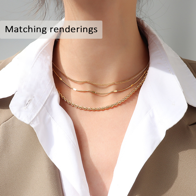 316L Stainless Steel 18K Gold Plated Minimalist Layering Chain Necklaces
