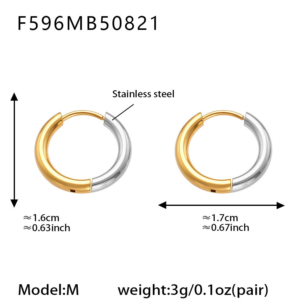 316L Stainless Steel Mixed Metal Two-Tone Minimalist Hoop Earrings | PVD Gold Huggie Hoops