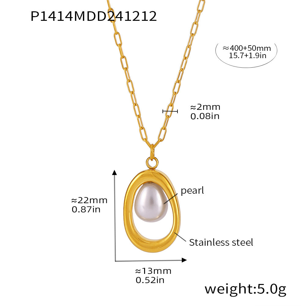316L Stainless Steel 18K PVD Gold Ingot Pearl Necklace
