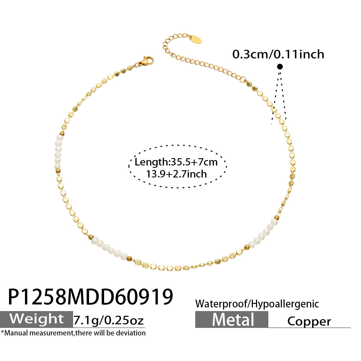 316L Stainless Steel 18K PVD Gold Pearl Necklace Set