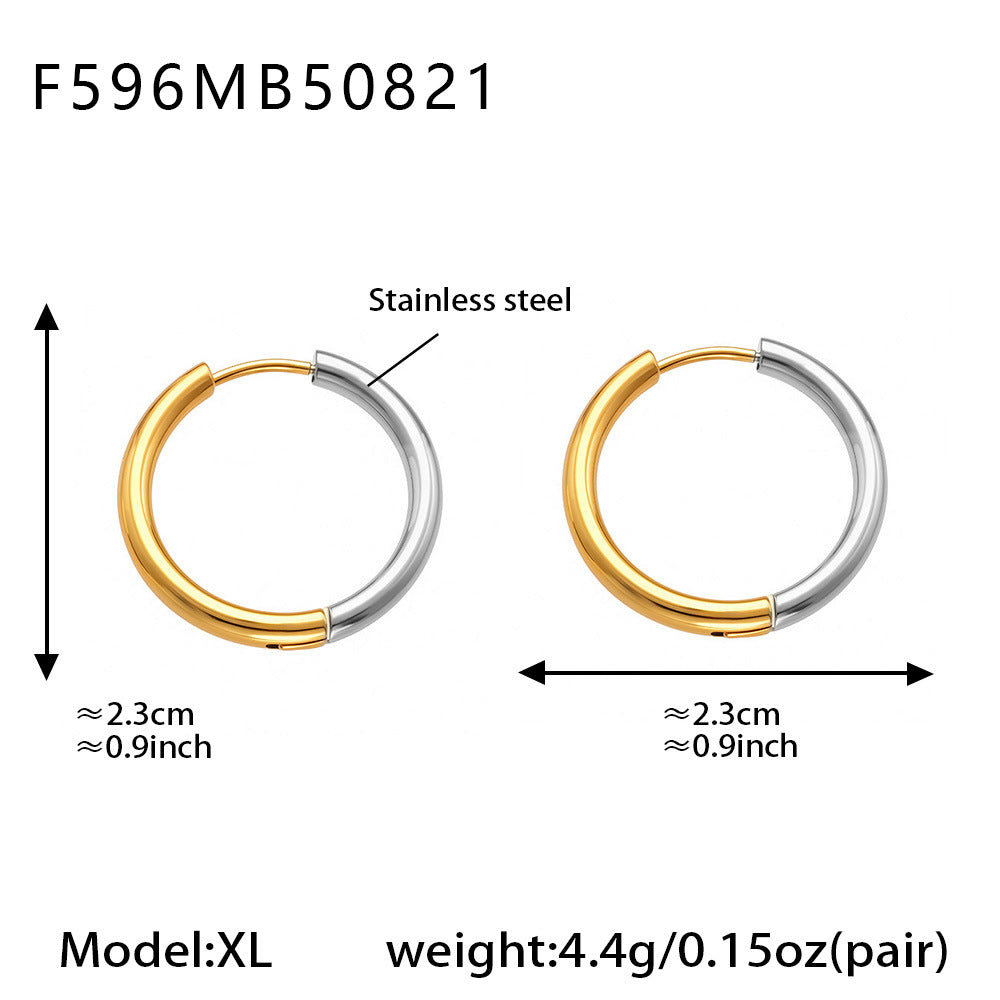 316L Stainless Steel Mixed Metal Two-Tone Minimalist Hoop Earrings | PVD Gold Huggie Hoops