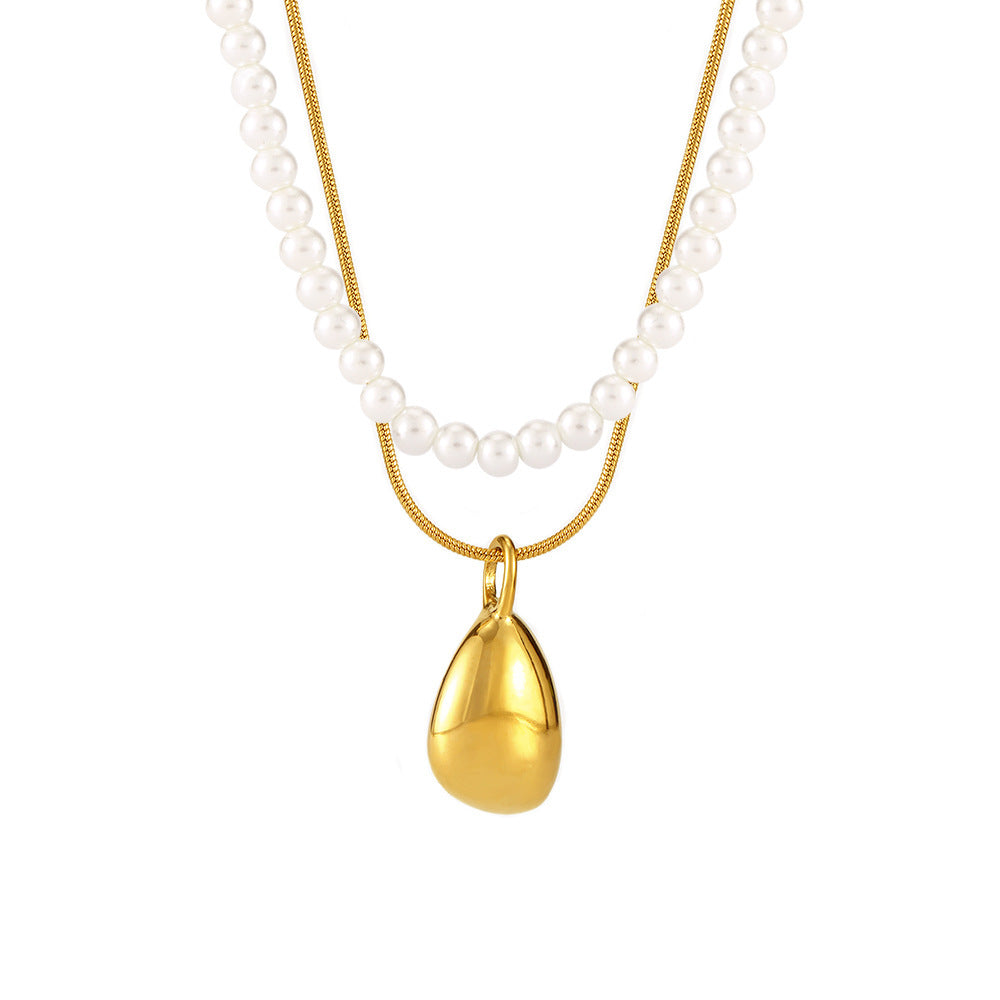 316L Stainless Steel 18K PVD Gold Droplet Necklace