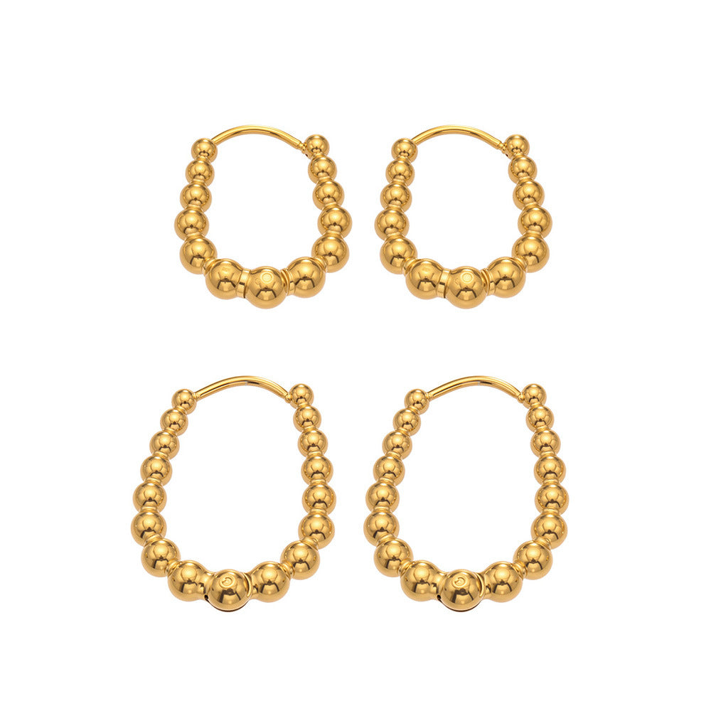 316L Stainless Steel 18K Gold PVD Round Bead Earrings