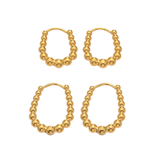316L Stainless Steel 18K Gold PVD Round Bead Earrings