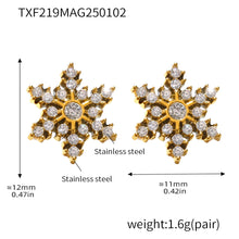 316L Stainless Steel 18K Gold PVD CNC Snowflake Zircon PendantJewelry Set