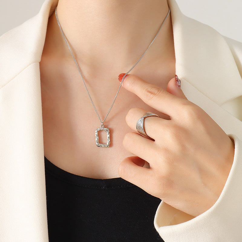 316L Stainless Steel Minimalist Geometric Heart Pendant Necklace