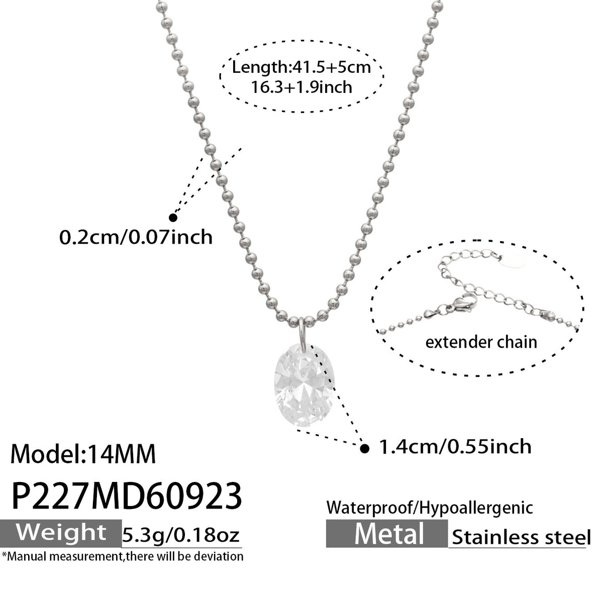 Stainless Steel Zircon Pendant Necklaces – Teardrop, Oval & Station Styles