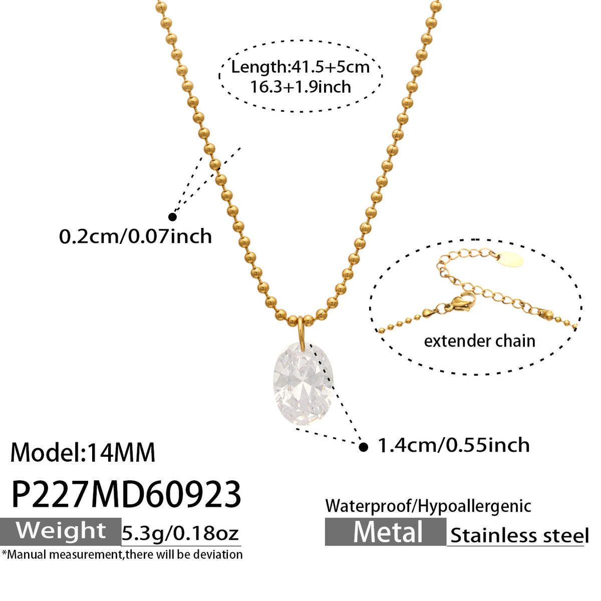 Stainless Steel Zircon Pendant Necklaces – Teardrop, Oval & Station Styles