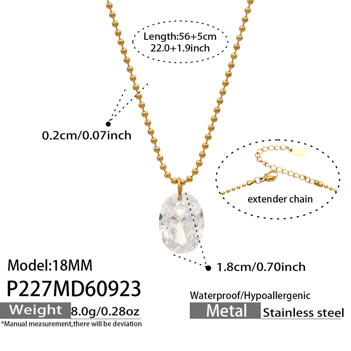 Stainless Steel Zircon Pendant Necklaces – Teardrop, Oval & Station Styles
