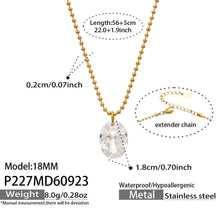 Stainless Steel Zircon Pendant Necklaces – Teardrop, Oval & Station Styles