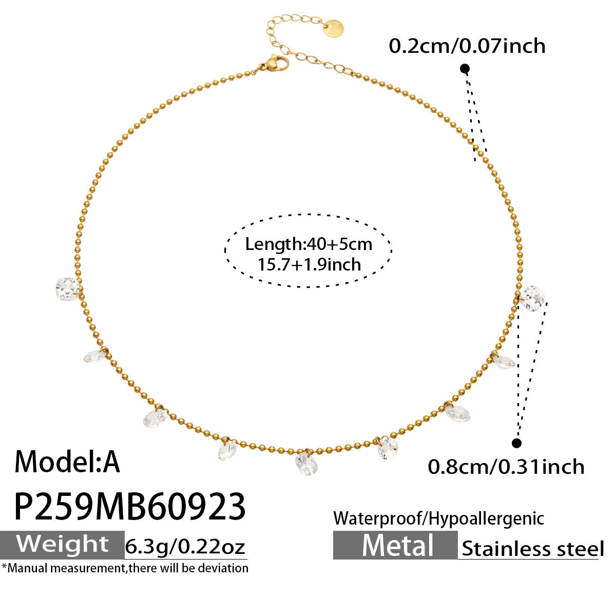 Stainless Steel Zircon Pendant Necklaces – Teardrop, Oval & Station Styles
