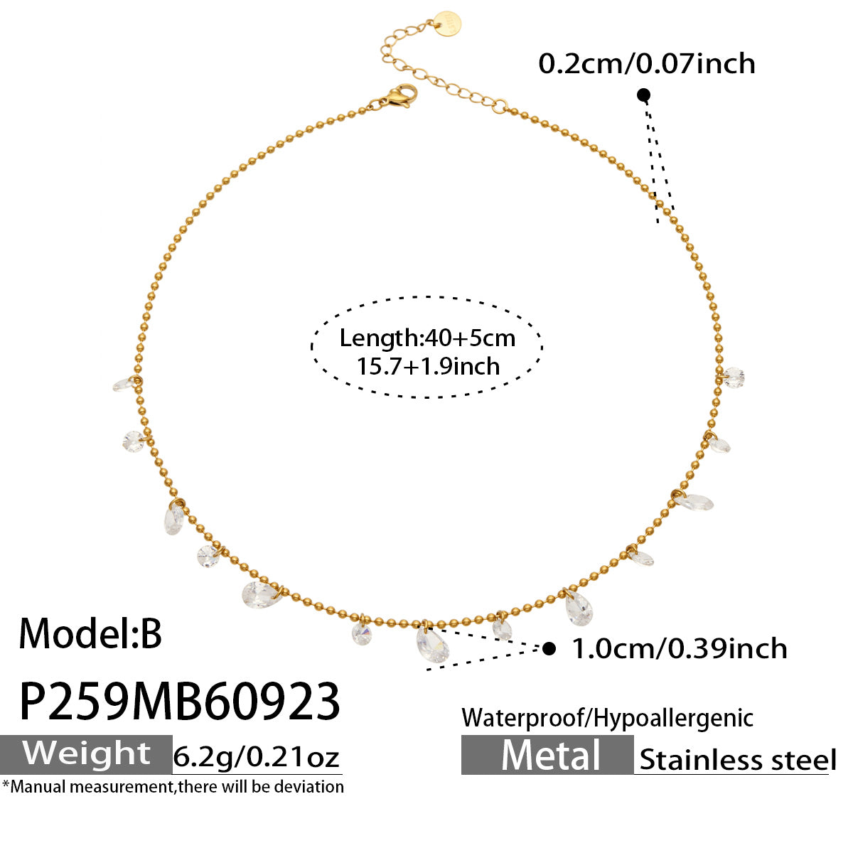 Stainless Steel Zircon Pendant Necklaces – Teardrop, Oval & Station Styles