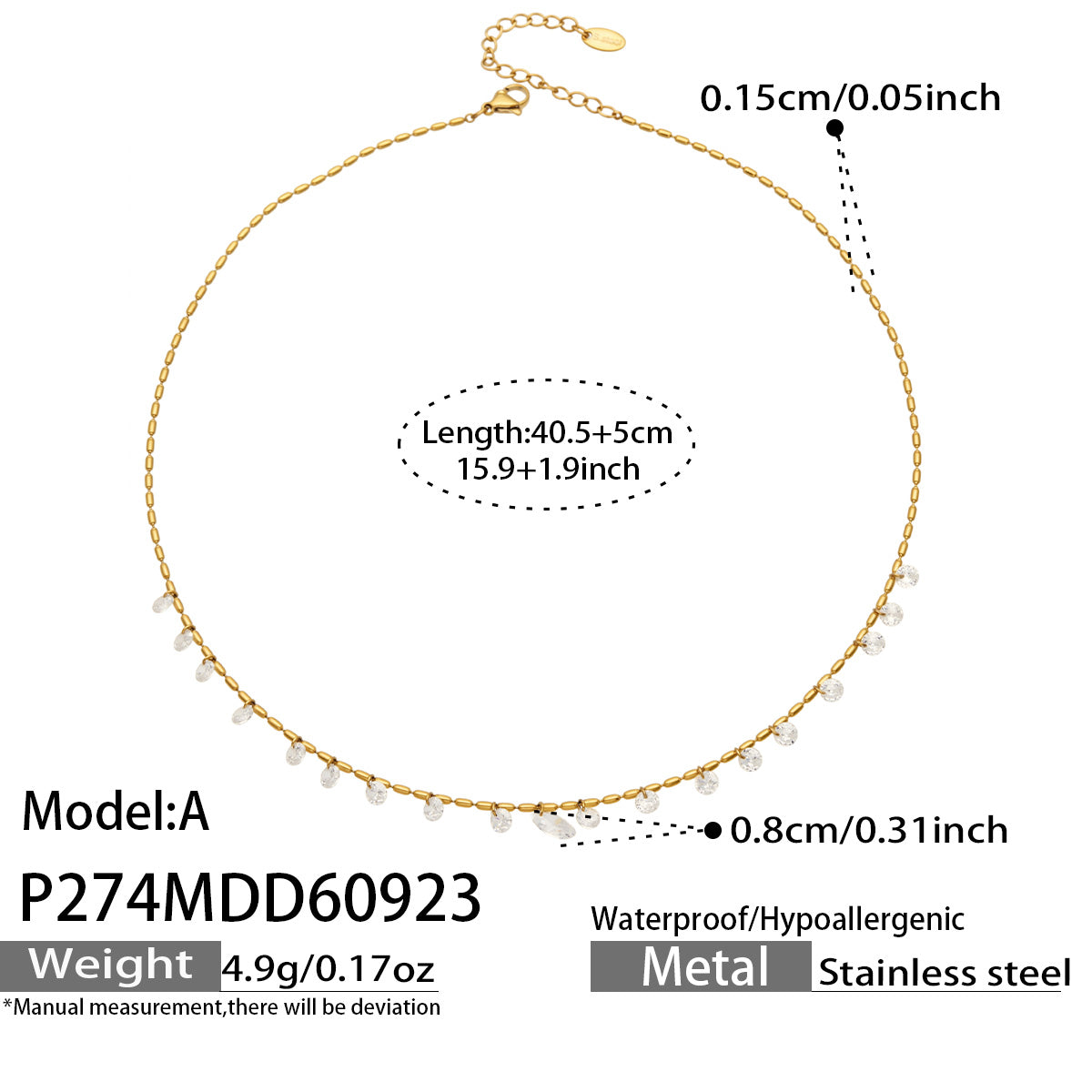 Stainless Steel Zircon Pendant Necklaces – Teardrop, Oval & Station Styles