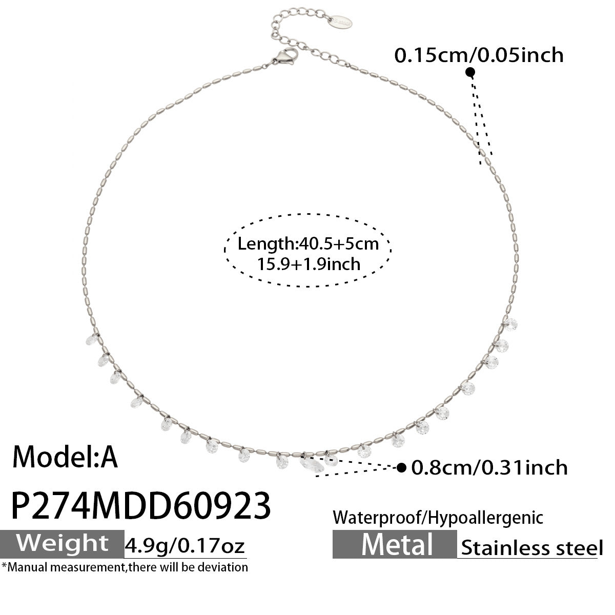 Stainless Steel Zircon Pendant Necklaces – Teardrop, Oval & Station Styles