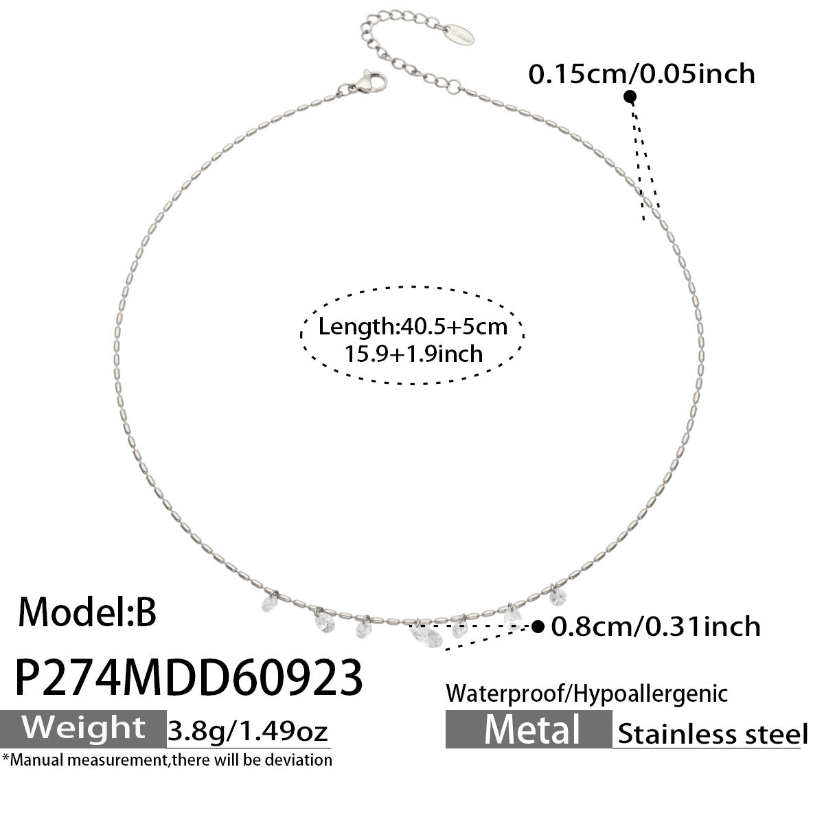 Stainless Steel Zircon Pendant Necklaces – Teardrop, Oval & Station Styles